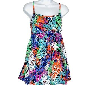 Swim Dress, Size 12, Multi Colored Tropical Print